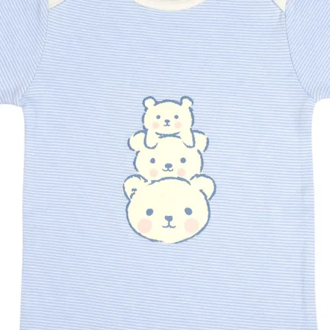 Organic Baby Blue Stripes Romper : Bear Family