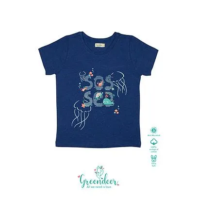 Organic Dark Blue Melange T-Shirt : SOS Sea