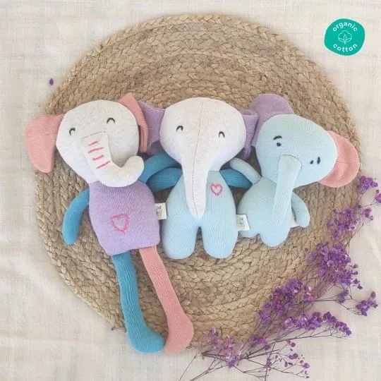 Organic babyhug elephant family soft toy