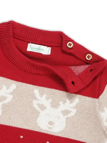 Soulful reindeer jacquard christmas red sweater
