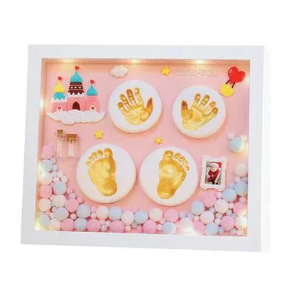 Charismomic Baby Clay Handprint & Footprint Frame with LED Pink