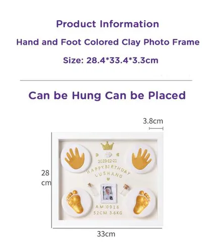 Charismomic Baby Clay Hand &Footprint Frame with LED -White