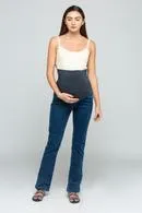 CHARISMOMIC Full Length Indigo Corduroy Flare Maternity Jeans