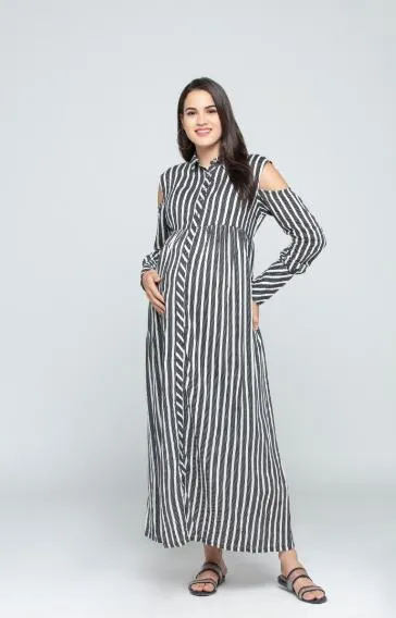 Cold Shoulder Empire Maternity/Nursing Dress