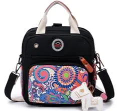Vibrant Paisley Printed Diaper Backpack (Black)