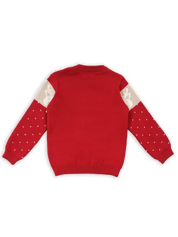 Soulful reindeer jacquard christmas red sweater