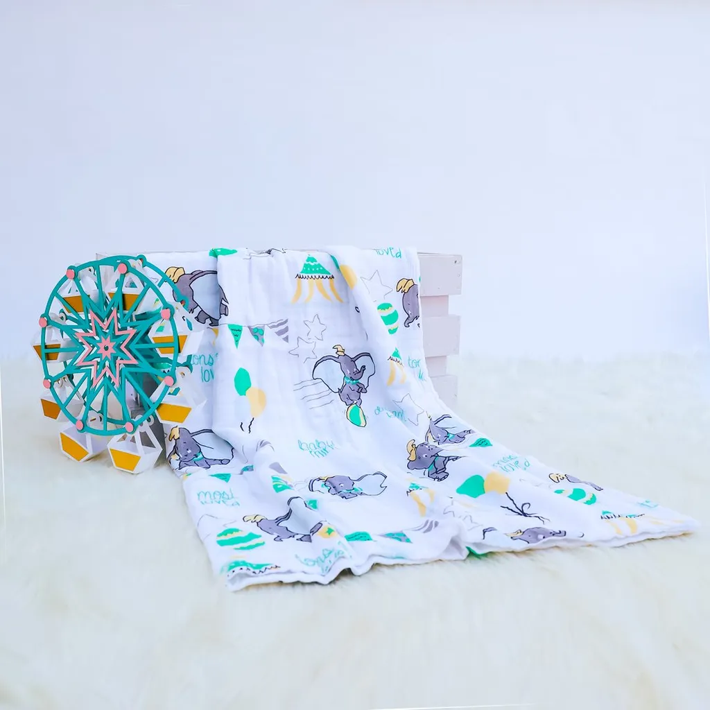 Sunshinebaby Organic Cotton 6 layered Blankets/Swaddles-Elephant & Tent