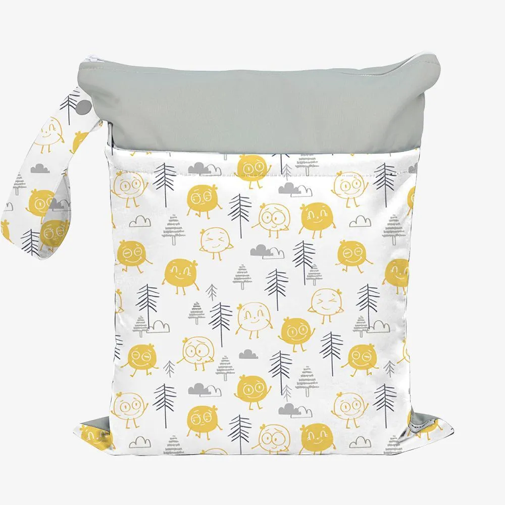 Snugkins Cloth Diaper Wet Bag, Waterproof - Yellow Fellow