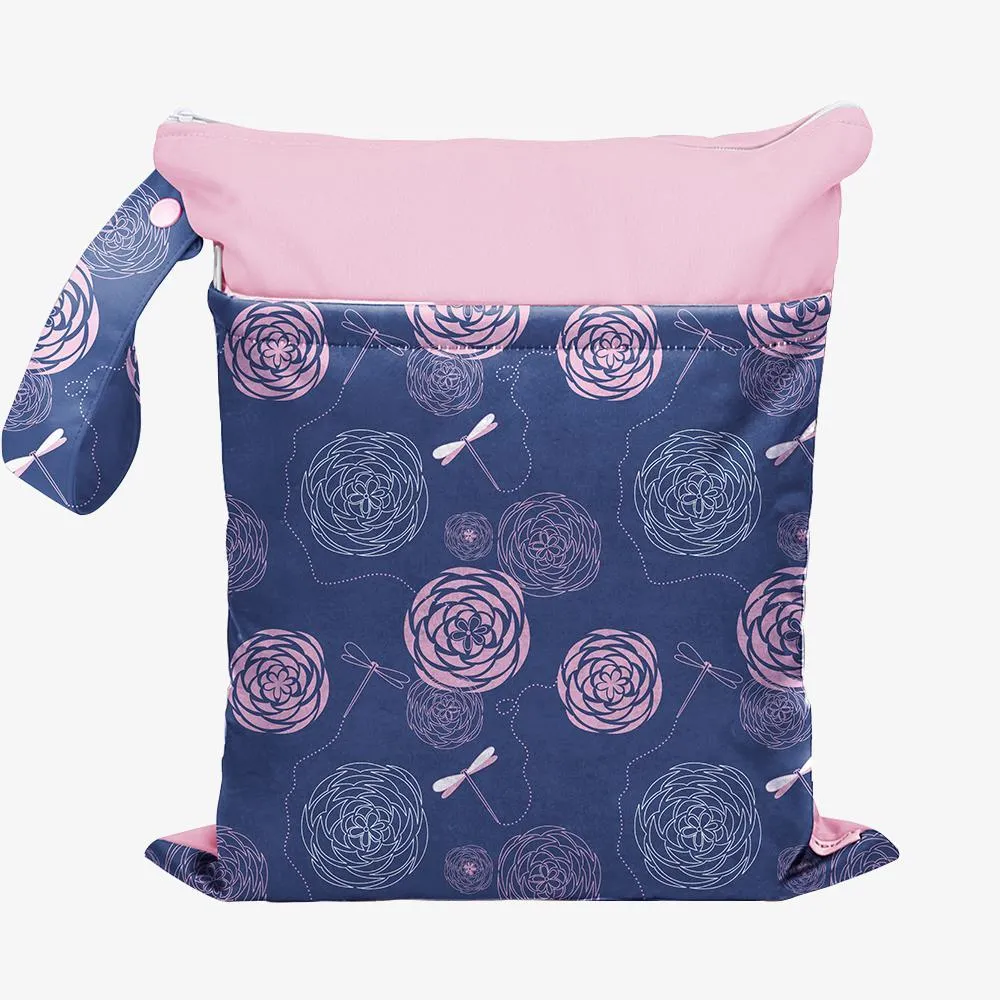 Snugkins Cloth Diaper Wet Bag, Waterproof Floral Delight