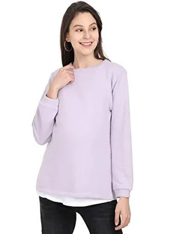 Top with White Sleeveless Inner Maternity and Nursing Sweatshirt 2 Piece Set