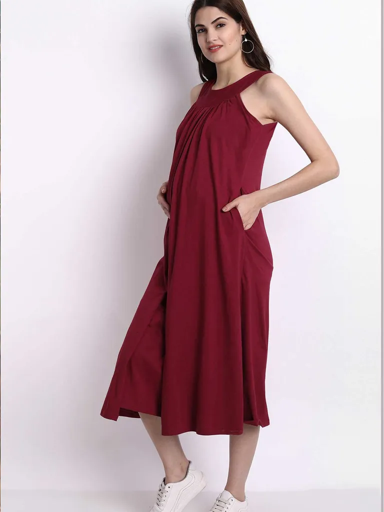 MoMoms Easy and Covered Breastfeeding Red Dress for Maternity & Nursing Needs