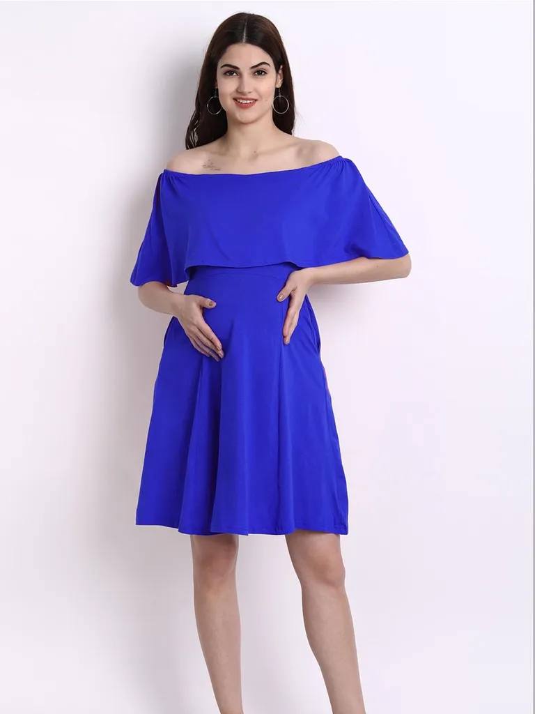 Blue Easy and Covered Breastfeeding Maternity & Nursing Dress