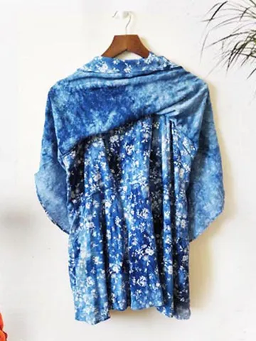 MoMoms Printed Blue Layered Easy and covered Breastfeeding Tunic