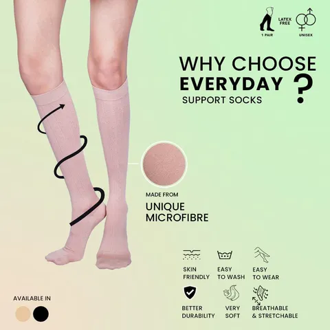 Sorgen Everyday Support Sock (Black, Beige)