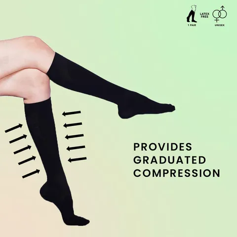 Sorgen Premium Travel Support Socks (Black, Beige)