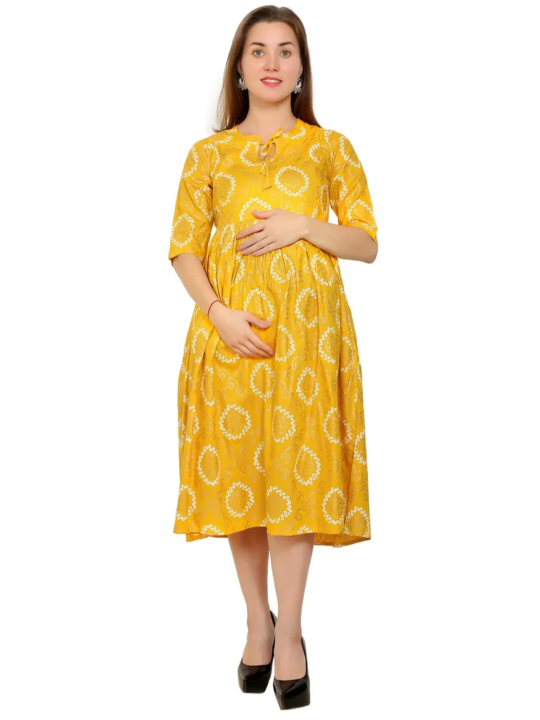 Maternity Kurti Rayon Yellow Color Feeding Kurti, Pre and Post Pregnancy
