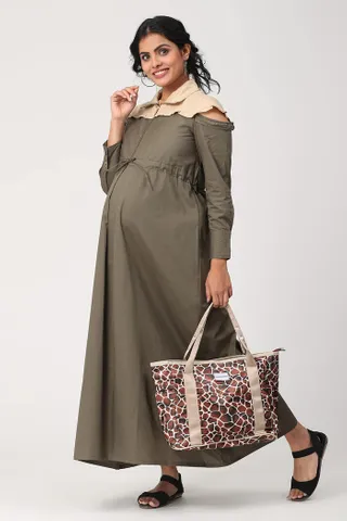 Split Yoke Zip in Maternity/Nursing Jump Dress