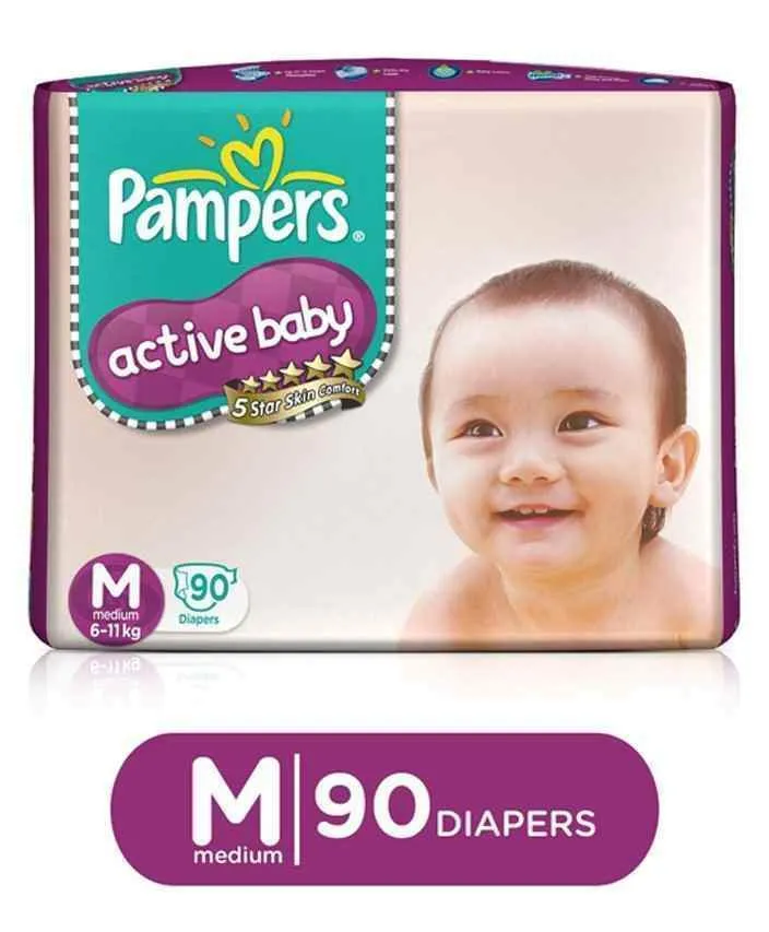 Pampers Medium- Pack of 90 Active Baby NB Econ
