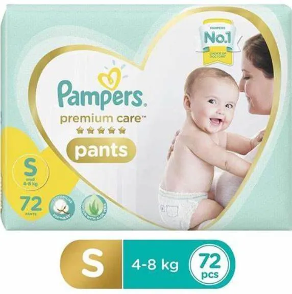 Pampers Premium Care Pants Diapers, Small, S 72 Count