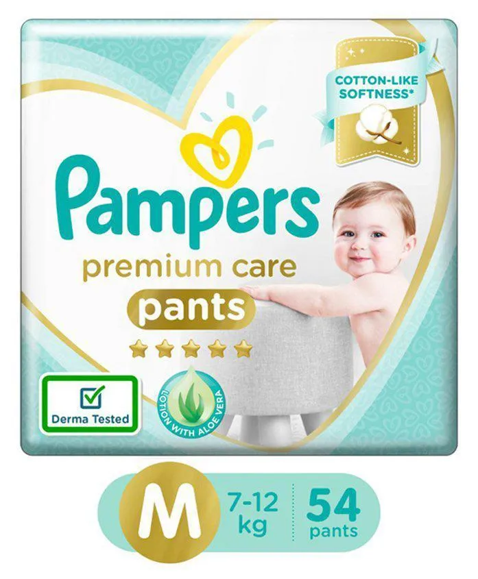Pampers Premium Care Pants Diapers, Medium, 54 Count