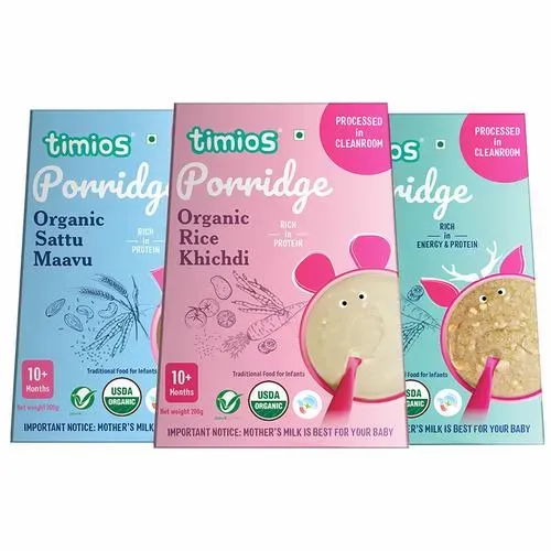 Timios Organic Porridge- Stage 3- Organic Sattu maavu, Organic Rice Khichdi, Organic Millet Khichdi