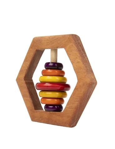 Ariro Toys Wooden Rattle - Hexagon