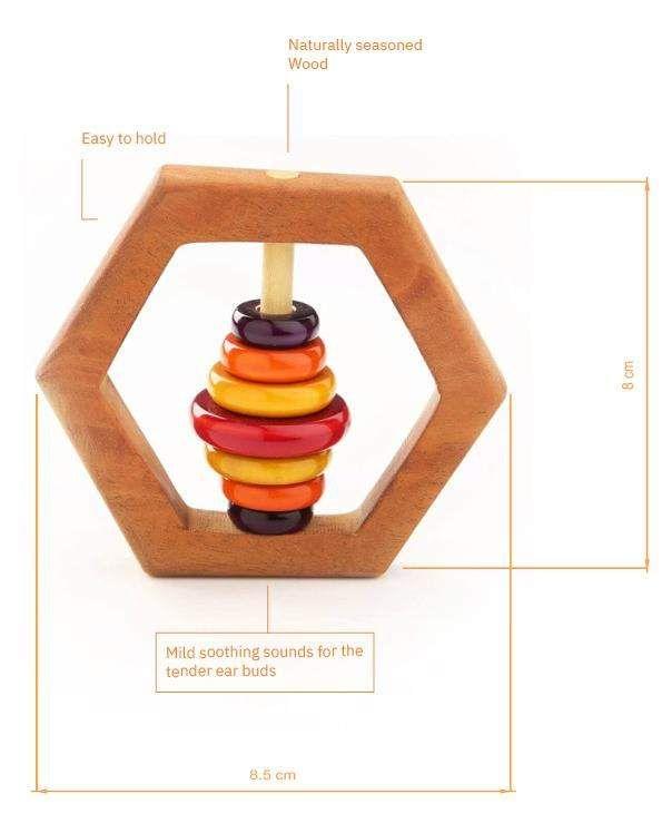 Ariro Toys Wooden Rattle - Hexagon