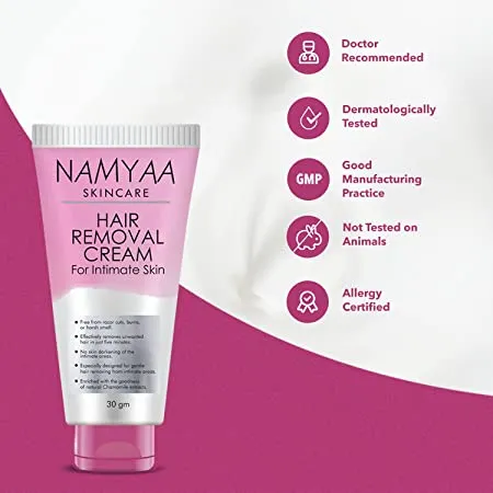 Namyaa Hair Removing Cream for Intimate Skin with After Wax Soothing Serum with Vitamin C