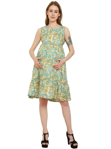Maternity Dress Pure Cotton Multicolor Layered Feeding Dress,Pre and Post Pregnancy