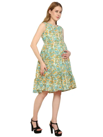 Maternity Dress Pure Cotton Multicolor Layered Feeding Dress,Pre and Post Pregnancy