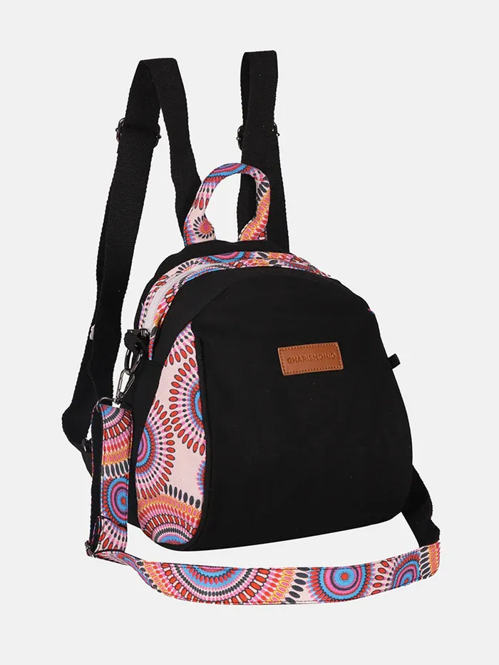 Charismomic Vibrant Paisley Printed Trims Mini Diaper Backpack