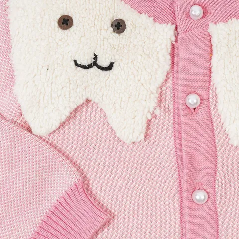 Greendeer Adorable Bear Family and Wisker Jacquard Sweater Set of 3 100% Cotton Skin Friendly - Pink