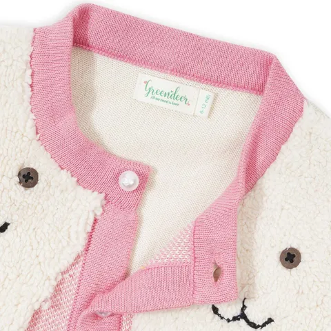 Greendeer Wiskers Jacquard Sweater 100% Cotton Skin Friendly - Pink