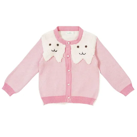 Greendeer Wiskers Jacquard Sweater 100% Cotton Skin Friendly - Pink