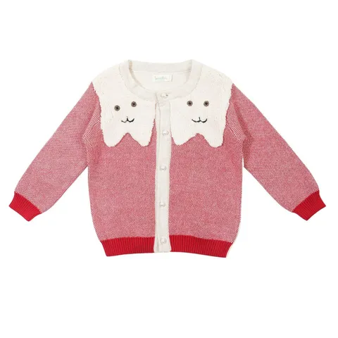 Greendeer Wiskers  Jacquard Sweater 100% Cotton Skin Friendly - Red