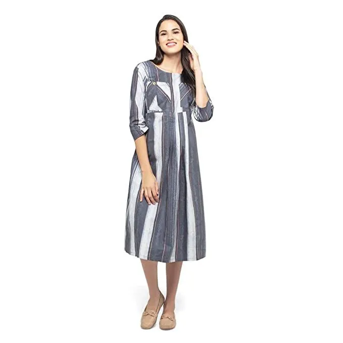 Charismomic Striped Maternity/Nursing Dress