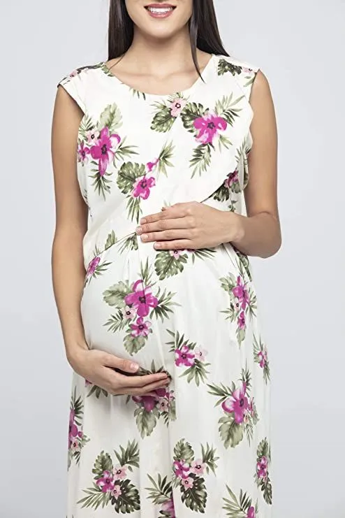 Charismomic Tropical Efflorescent Maternity/Nursing Layer Dress