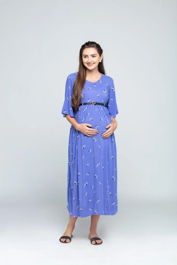 Charismomic Fit And Flare Maternity Maxi Dress