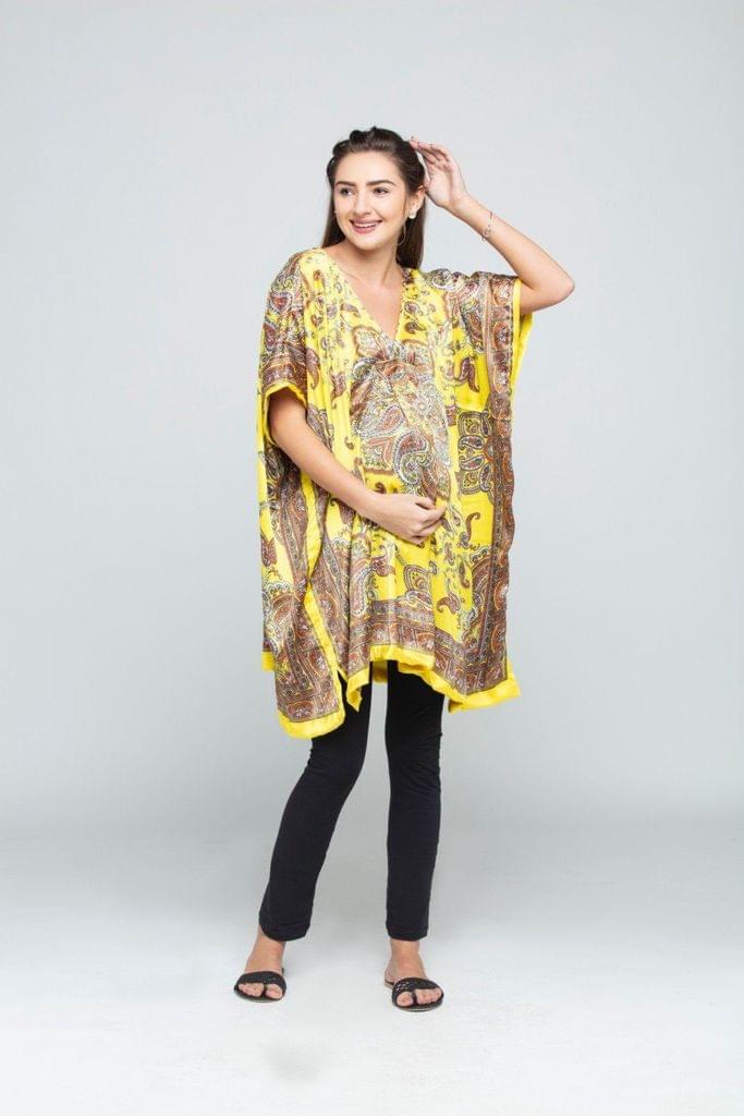Charismomic Arabian Queen's Silk Kaftan Top in Lemon