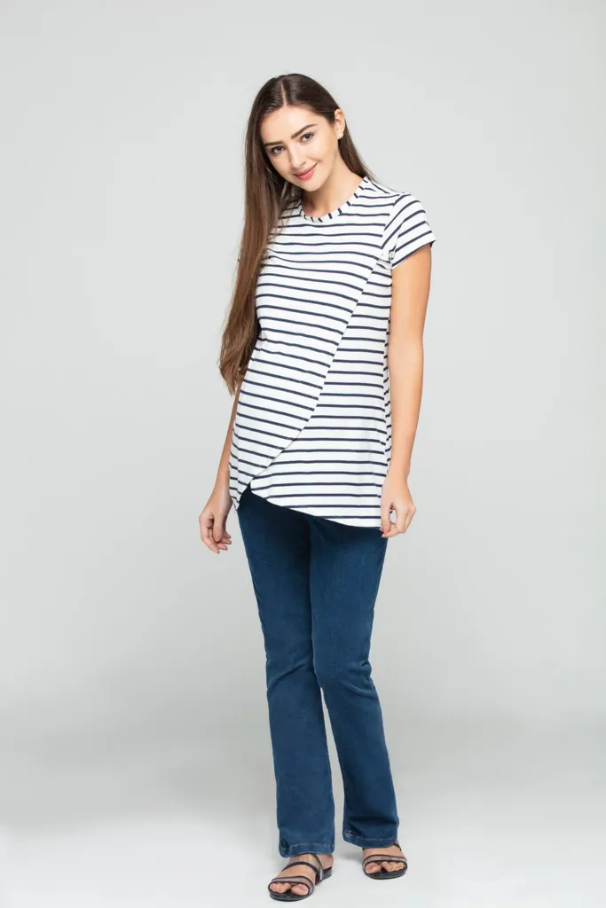 Charismomic Basic Essentials Striped Layer Top in Black and White
