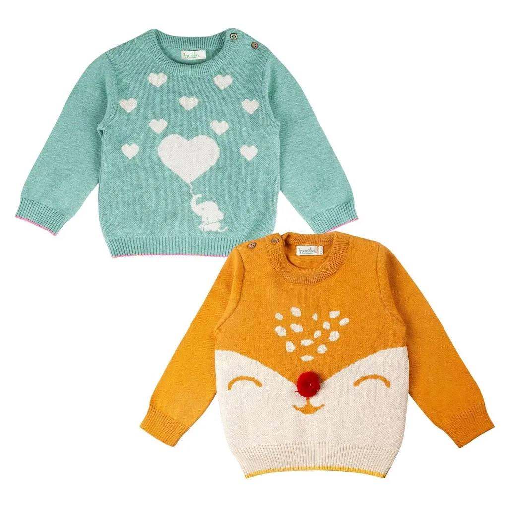 Greendeer Reindeer and Baby Elephant Sweater Combo 100% Cotton Skin Friendly - Multicolor