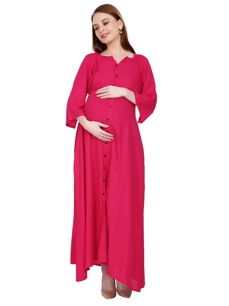 Moms Ever Maternity and Feeding Kurti/Dress | Rayon Pink Color | With Cotton Lining
