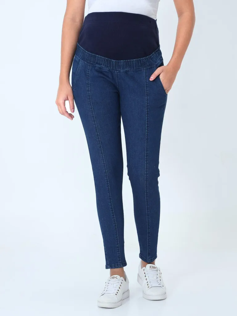 Moms store Elasticated Waist Paneled Maternity Denims with Belly Support
