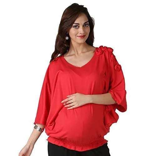Morph Maternity Red top with rose fragrance For Women