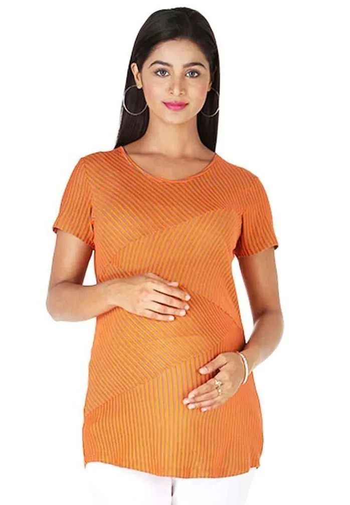 Morph Maternity Orange Panel Pregnancy Top For Women