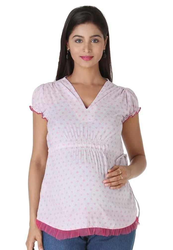 Morph Maternity V Neck Pink Maternity Top For Women