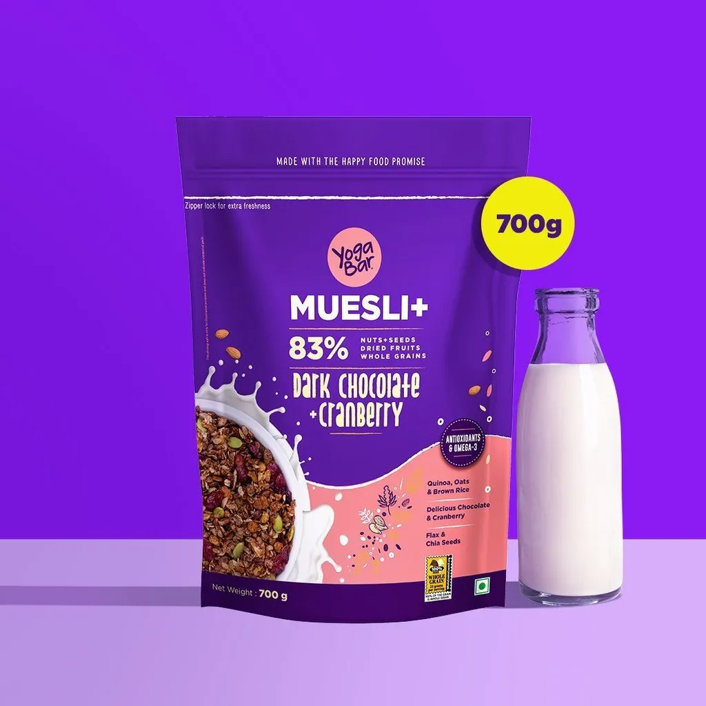 Yogabar Wholegrain Muesli ,Dark Chocolate & Cranberry,700 g