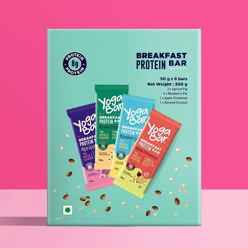 Yogabar Breakfast Variety Bar Pack Of 6, 50gm each
