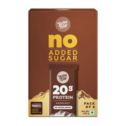 Yogabar Hazlenut Protein Bar-Pack Of 6, 70gm