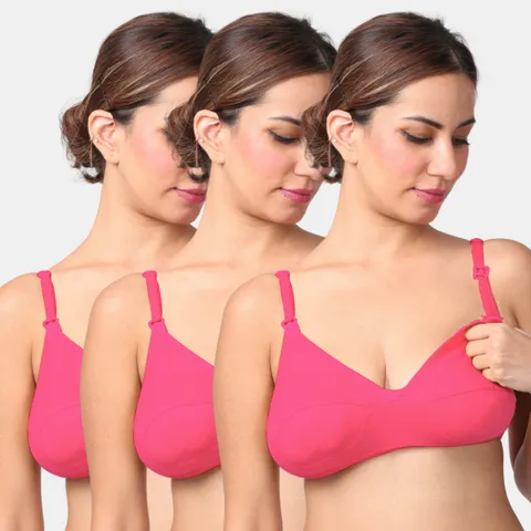 Morph maternity Pack Of 3 Leak Proof Nursing Bra-Dark Pink